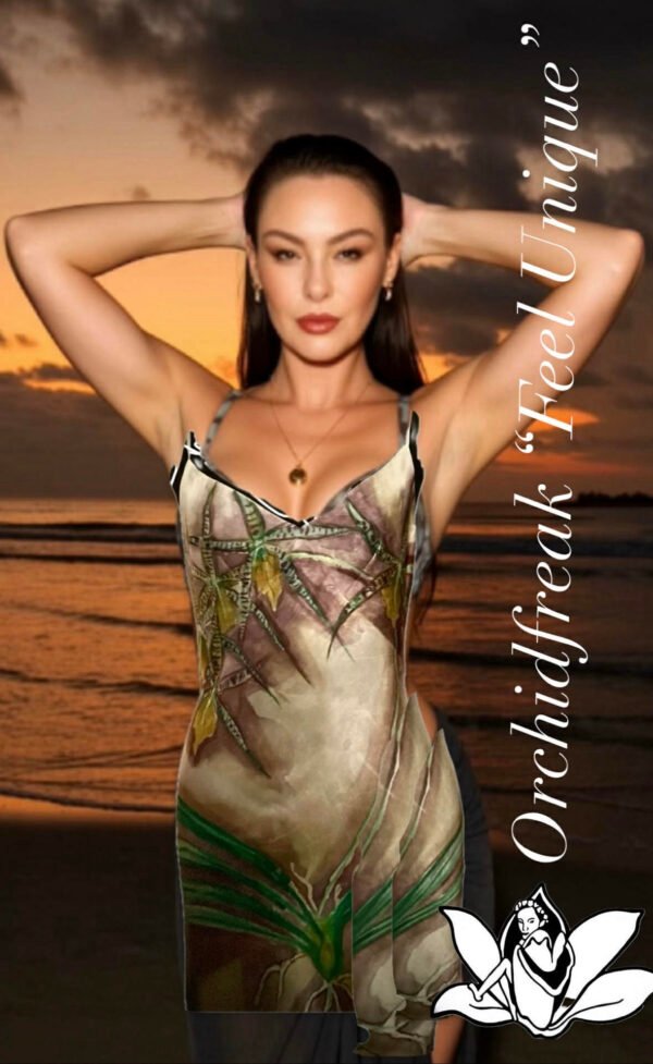 Hand-painted Orchid Freak silk dress